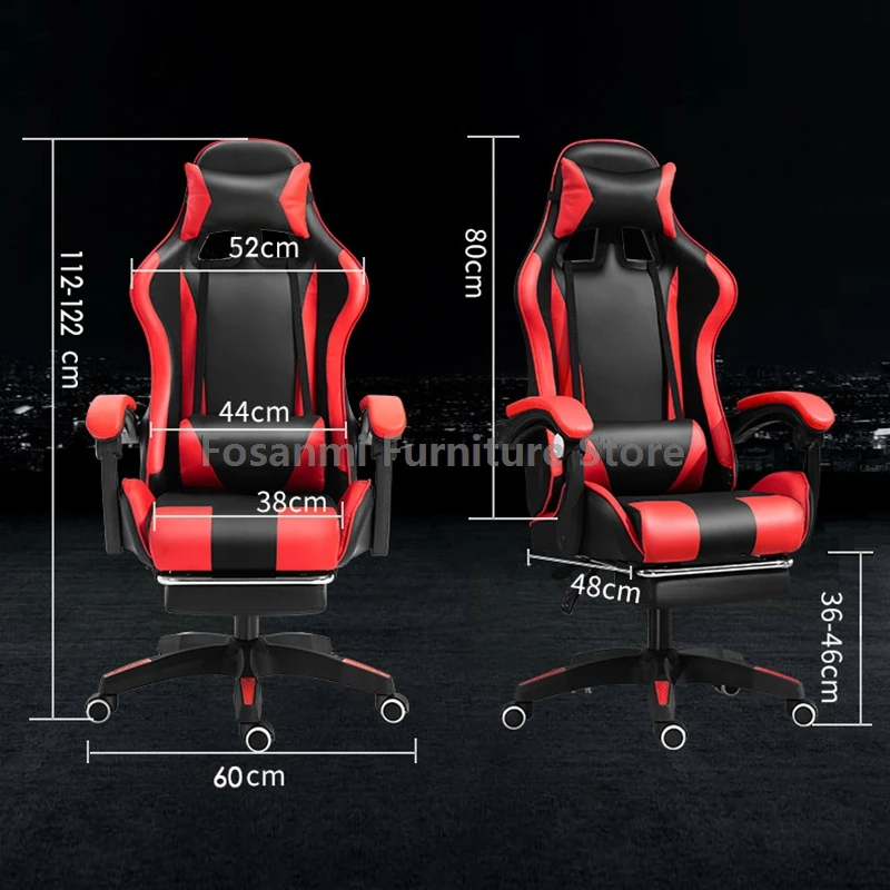Adjustable Height Comfort Gamer Desk Chairs Home Gaming Chair with Headrest and Waistrest Recliner Office Computer Swivel Chair 6