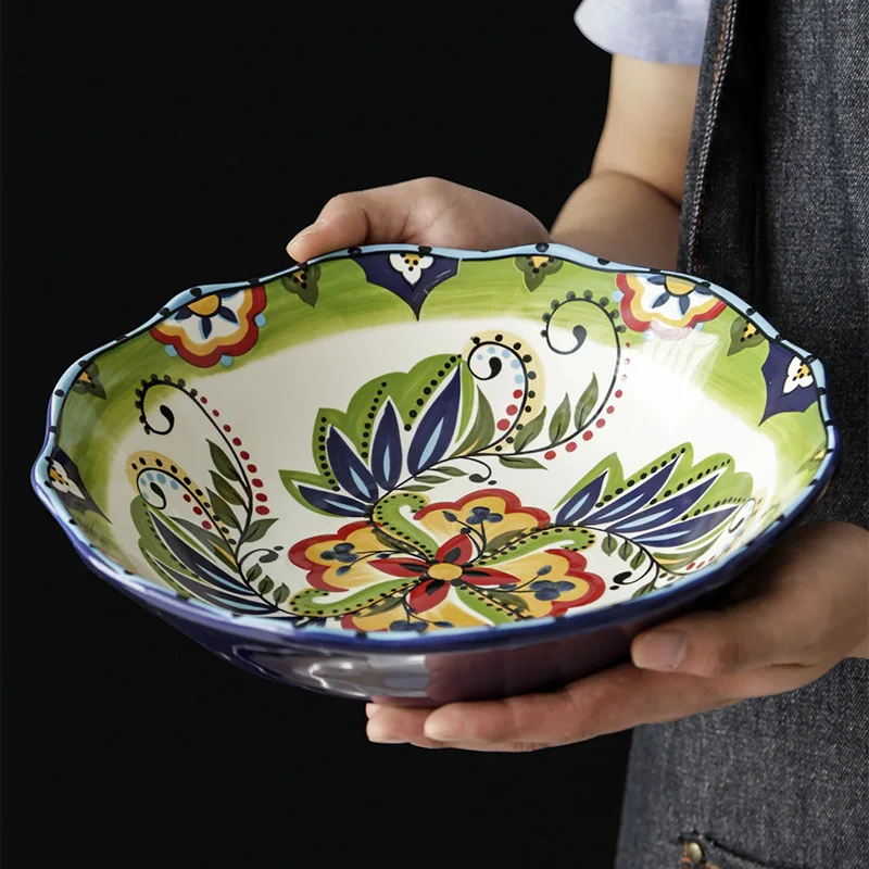 

European Style Ceramic Bowl Salad Bowl Household Tableware Large Soup Bowl Fruit Bowl Large Noodles In Soup Bowl