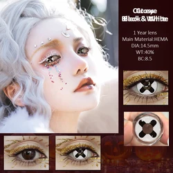 Japanese Anime Character Cosplay Color Contact Lenses - Big Eye Effect, Two - Piece Set (Cross Black White)