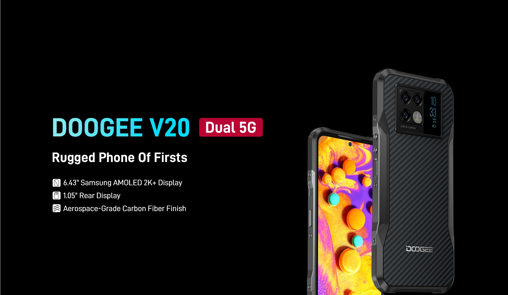 gaming ram World Premiere DOOGEE V20 5G 6.43"FHD AMOLED Display Innovative Rear Display Rugged Phone 8+256GB 64MP Camera 6000mAh Phone 8gb ram ddr4