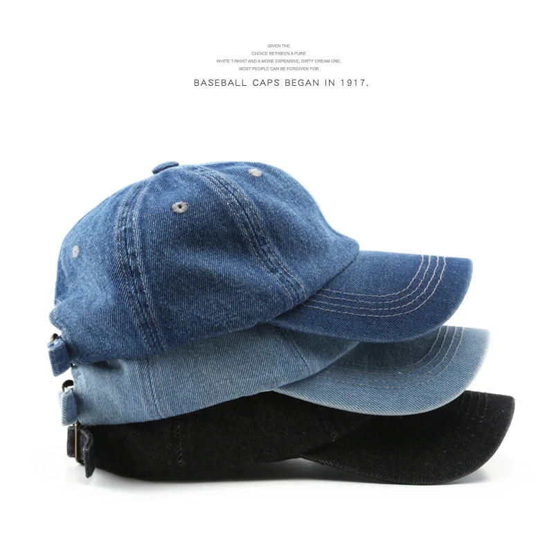 

High Quality Denim Baseball Cap Men Women Jeans Snapback Caps Casquette Plain Bone Hat Gorras Men Casual Blank Dad Male Hats