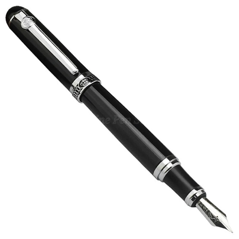 Duke D2 Professional Fountain Pen Medium Nib Black Barrel Silver Trim Stationery Supplies Writing Tool Pen Gift sketch pencil set sketch charcoal soft medium hard art painting drawing tools professional sketch hand drawing art supplies full