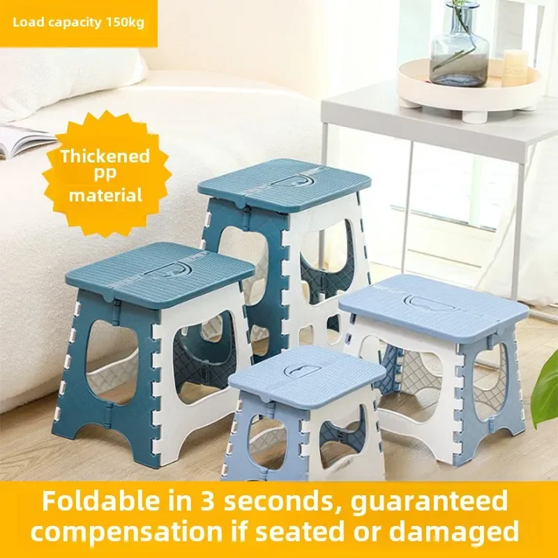 Portable Plastic Folding Stool, Small Bench Chair for Camping and Home Use