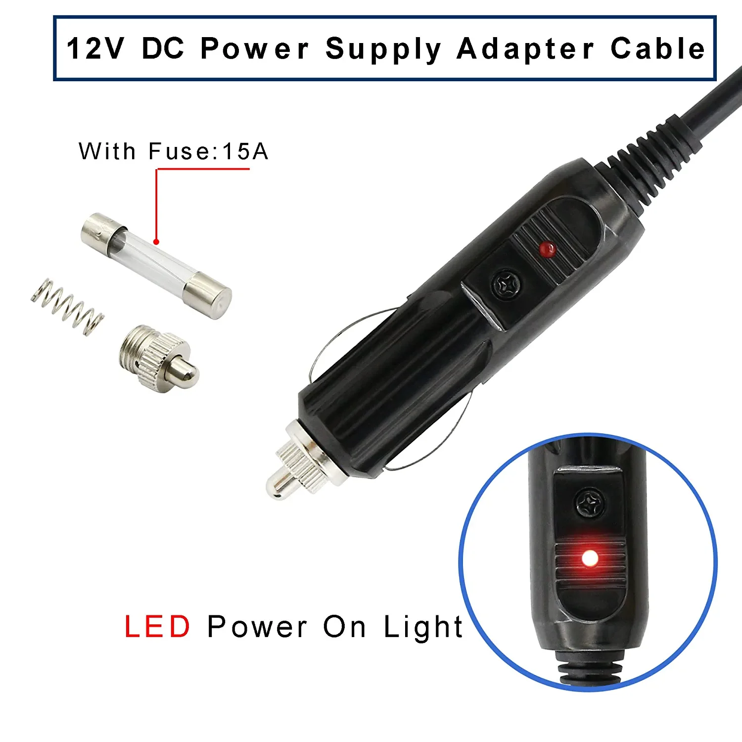 Carregador de Carro Cabo de Alimentação 12v Cabo para Dvr Alto-falantes Bluetooth Câmera Gpslaptop Dc7909 7.9x5.5 mm - Image 4