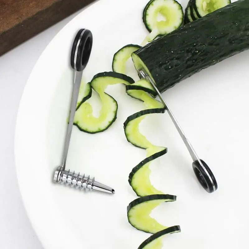 Spiral Slicer Blade Cucumber Carrot Potato Vegetable Spiral Knife Kitchen Tool stainless steel curler Handheld kitchen accessory 5