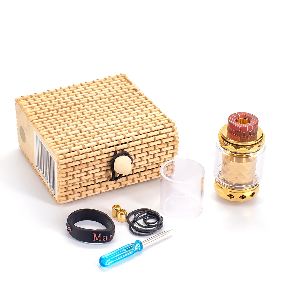 

E Cigarette Marvec Priest RTA 24mm Ⅰ Atomizer Adjustable Sirflow Holes Gold Tank 4.2ml Capacity Dual Coil Deck Brass Material