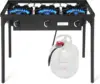 Camping Stove, 3 Burner Propane Gas Cooker w/Detachable Legs & CSA Regulator & 0-20 PSI Regulator for Camp Paito RV, Cast Iron, 1