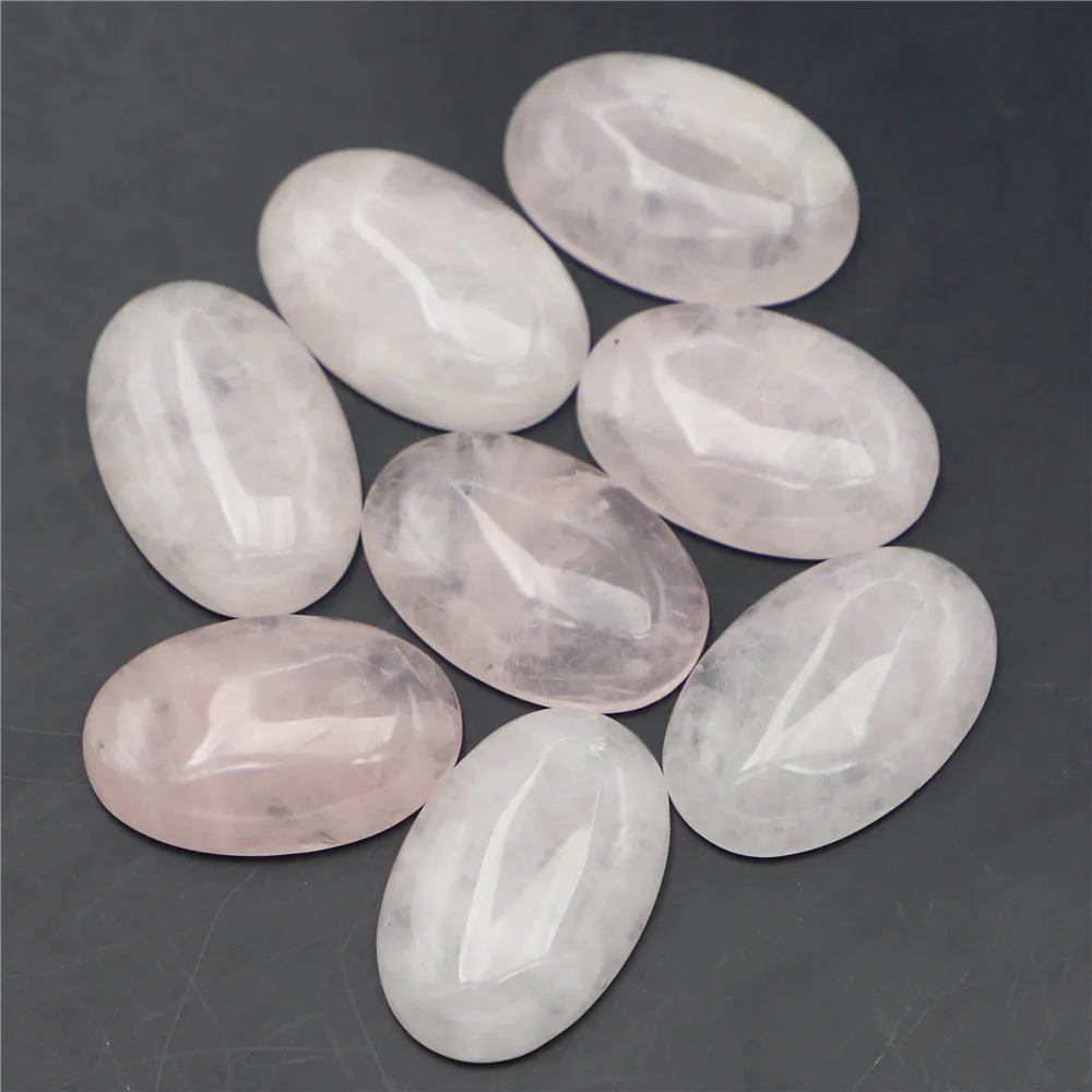 30x20mm Natural Stone Oval Rose Quartz Cabochon Setting Beads Fit Pendants Jewelry Making Supplies 12Pcs Wholesale Free Shipping