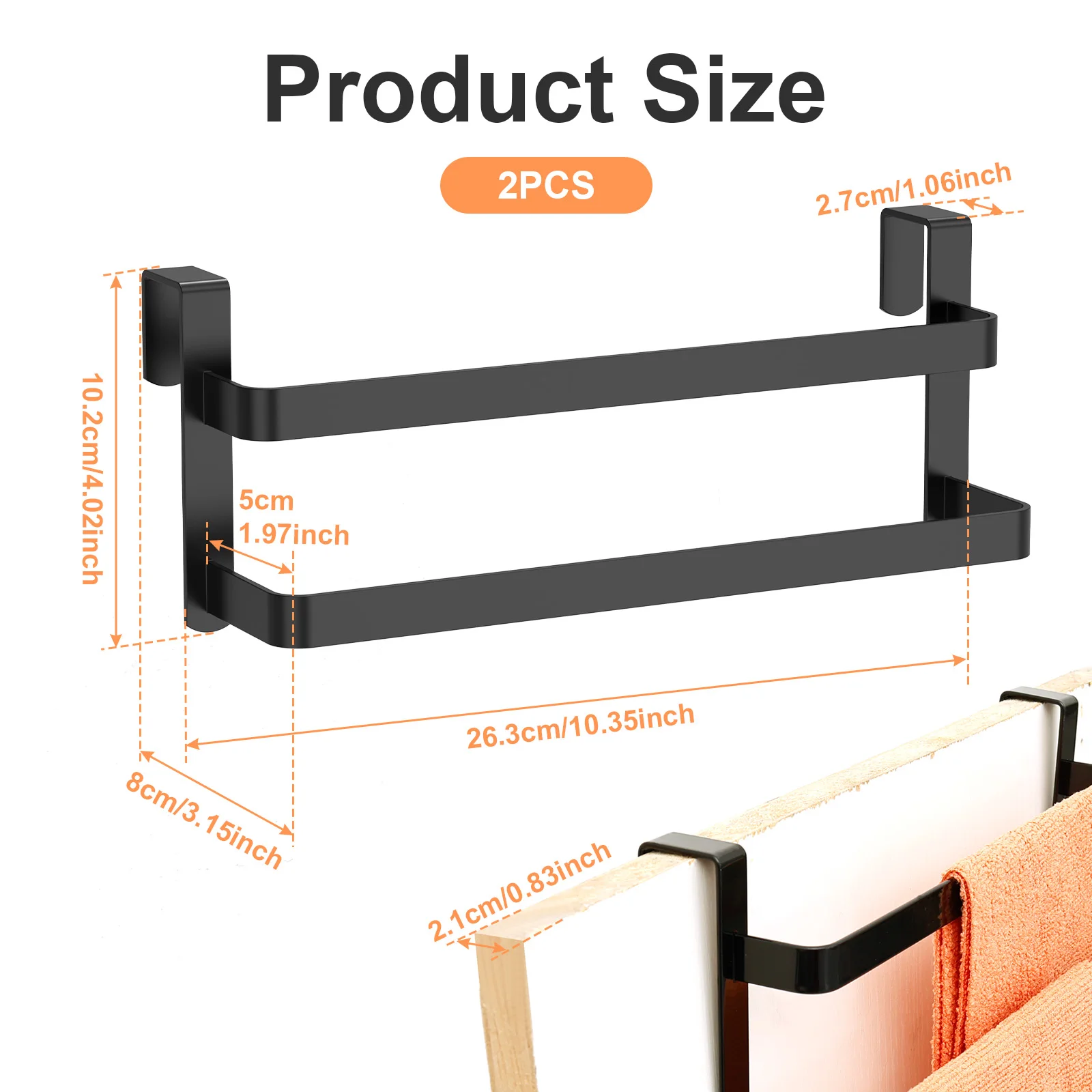 Stainless Steel Double Layer Towel Rod Bathroom Storage Organizer