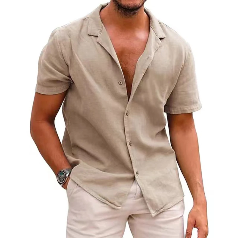 

Men's Henley Shirt For Summer Wear Large Size Short Sleeve Beach Streetwear Casual Shirt
