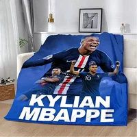 Printed Blanket Football K-Kylian Star M-Mbappé Picnic Blankets Warm Blanket Soft and Comfortable Home Travel Birthday Gift 1