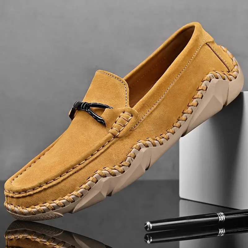 

Top Layer Leather Foreign Trade Large Size Genuine Leather Doug Shoes Men's Korean Style All-Match Spring Shoes Driving Slip-on