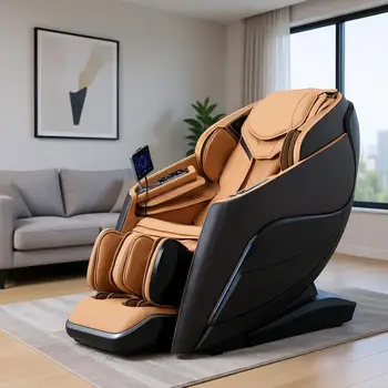 4D Massage Chair with Full Body Zero Gravity, SL Track, Yoga Stretch, Detection, APP Control, and Electric Recline (Brown) 1