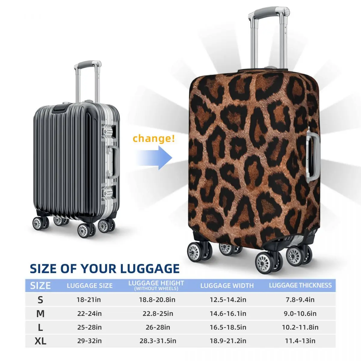 Spotted Leopard Suitcase Cover Holiday Animal Print Useful Luggage Supplies Cruise Trip Protector images - 6
