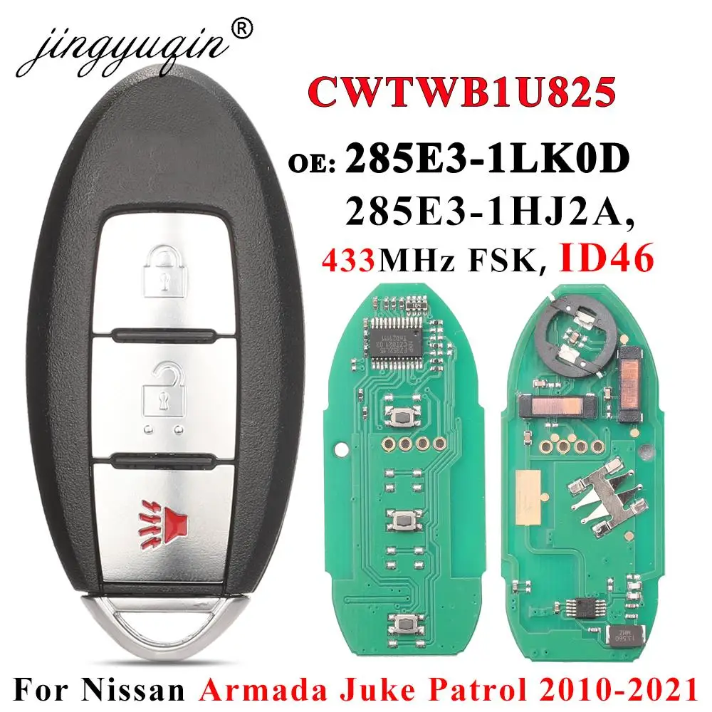 

Jingyuqin CWTWB1U825 /CWTWB1U773 для Nissan Armada Juke патруль 2010-2021 Cube 433 Мгц дистанционный смарт-ключ 3BTN ID46 285E3-1LK0D