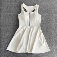 Tennis Skirt Casual Half Zipper Sports Fitness Dress Anti-Running High Waist Slim Golf Yoga Dress - Image 2