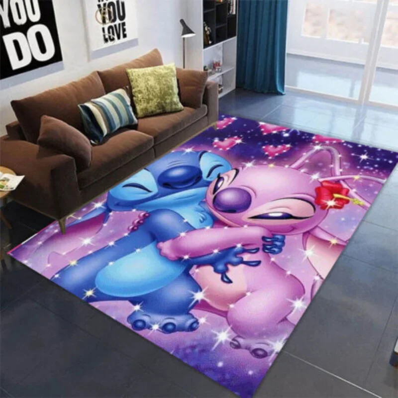 thumbnail image 1 of Alfombra de Disney con estampado de Anime para sala de estar y dormitorio, alfombra antideslizante con dibujos creativos de Lilo y Stitch para gatear para niños, 1 of 5