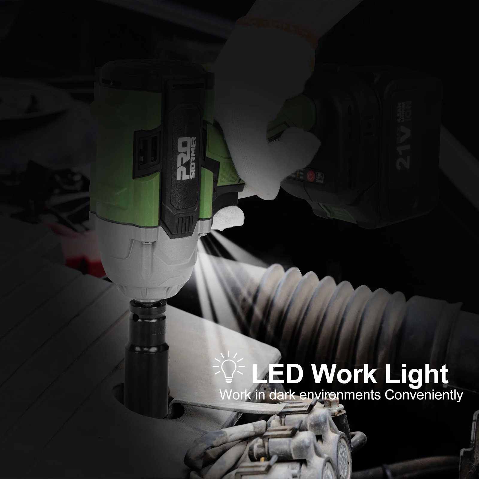 21 В Электрический 800N.M Управляйте бесщеточным громким гнездам для автомобильных шин беспроводные электроинструменты 4500 мАч литий-ионная батарея