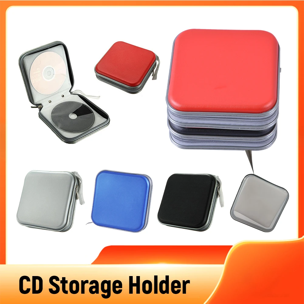 Portable CD DVD Case 40 Capacity EVA Storage Bag Round Holder with Zipper for Home Car CD Box Bags Accessories
