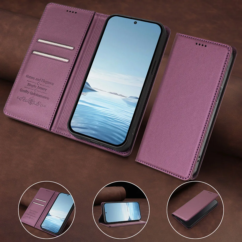 Premium Magnetic Flip Leather Wallet Phone Case – Elegant Protective Back Cover