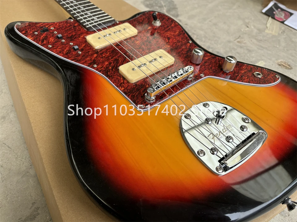 タバコサンバースト6弦エレキギター,ローズウッド指板,赤いタートル