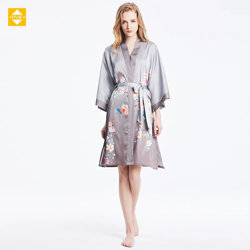 Hangzhou silk silk pajamas spring and summer New 100% Mulberry silk homewear bathrobe loose new Chinese cardigan