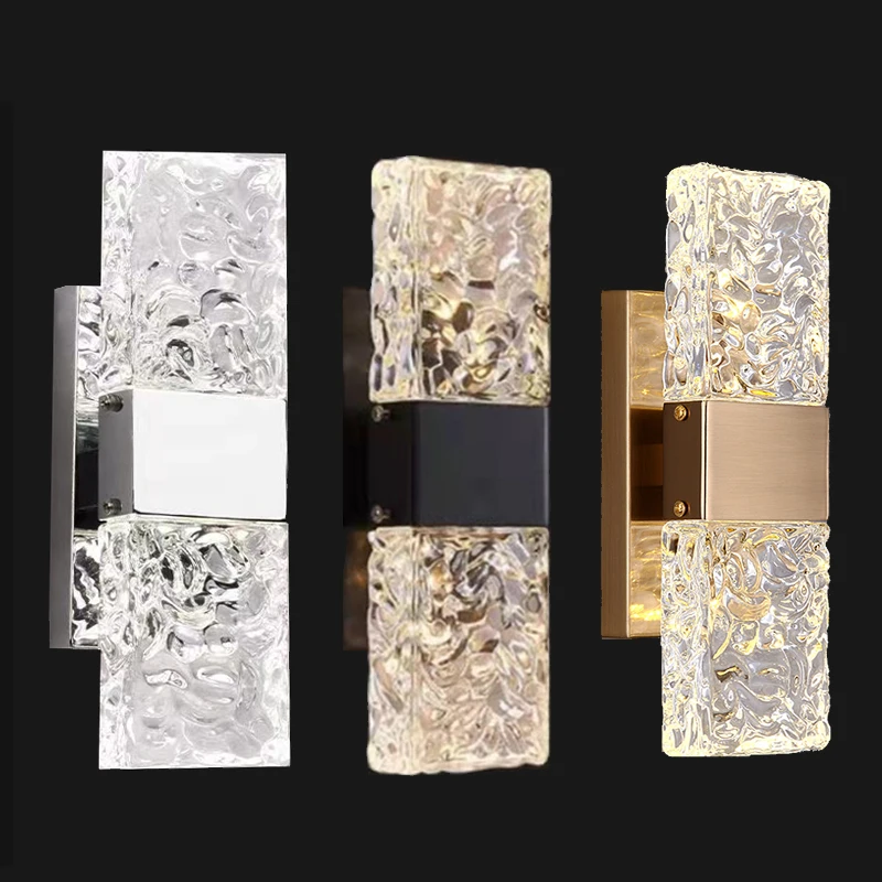 

Modern Corrugated Crystal LED Wall Lamps Living Room Foyer Study Bedroom Aisle Wall Sconces Indoor Lighting Home Decor Lustres