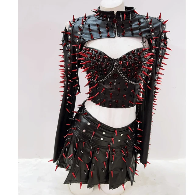Red Spikey Shrug Top and Skirt 37