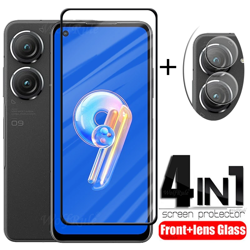 4-In-1 Per Asus Zenfone 9 Glass Per Asus Zenfone 9 Vetro Temperato Full Glue Hd 9H Screen Protector Per Asus Zenfone 9 Lens Glass