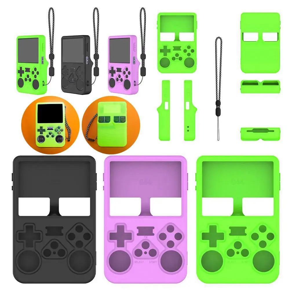 Coque En Silicone Pour Console R36S - Antichoc, Anti-dérapante, Avec Lanière, Bleu