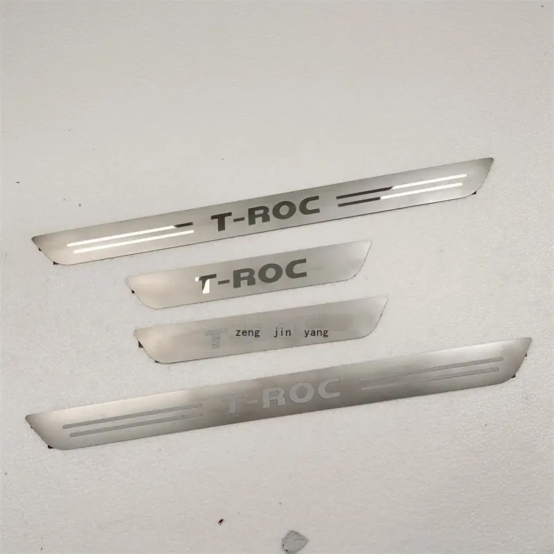 For VW Volkswagen T-ROC Car Door Sill Protection Floor Threshold Scuff Plates Stainless Steel Car Decoration Accessories Chrome car door sill scuff plate