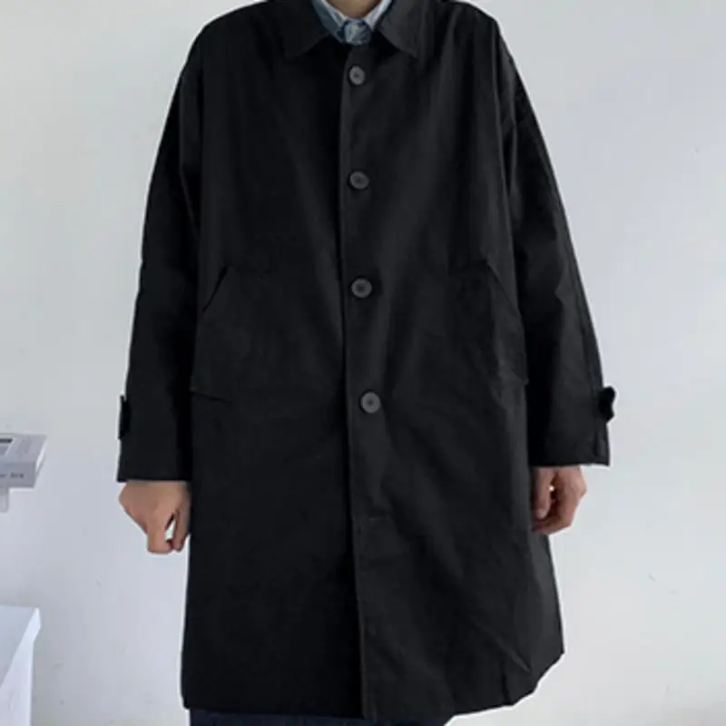 Men's Wear Autumn Fashion New Single Breasted Trench Clothes Male Long Coat Loose Overcoat Trend Handsome Casual Windbreak