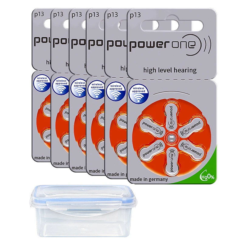 60x Powerone Hearing Aid Batteries 13 13a a13 p13 pr48 Zinc Air Cell