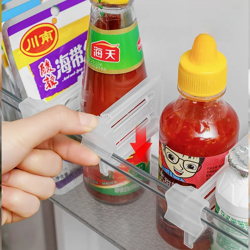 4pcs Seasoning Divider Fridge Clip-on Partition Beverage Refrigerators Food Board Adjustable Shelf Sorting Bookend Side Door