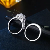 Newshe 925 Sterling Silver Halo Wedding Ring Set for Women Elegant Jewelry Princess Cross Cut AAAAA CZ Engagement Rings - Image 6
