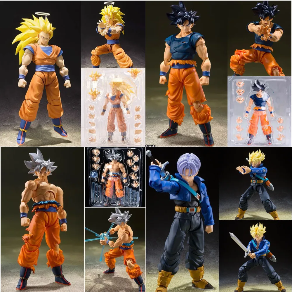 

Dragon Ball Z White-Haired Goku Gohan Trunks Vegeta Shf Series Extremely Spirit Battle Damaged Version Super Saiyan Movable Toys