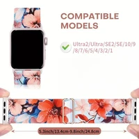 Adorable bracelet en nylon tissé élastique à motif de fleurs pour Apple Watch Ultra 2/SE/9-3 - 38/40/41/42/44/45/46/49 mm 6