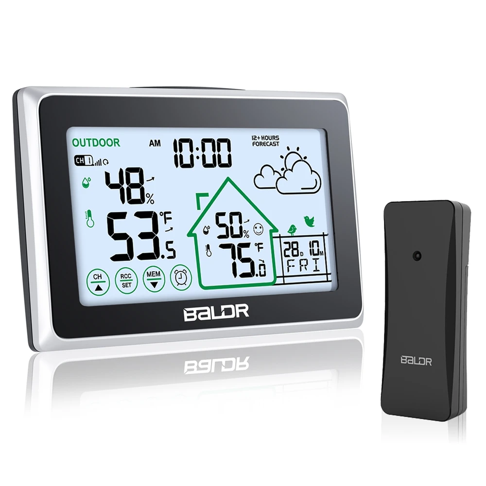 Baldr Wireless Weather Station Touch LCD Digital DCF Wall Clock In