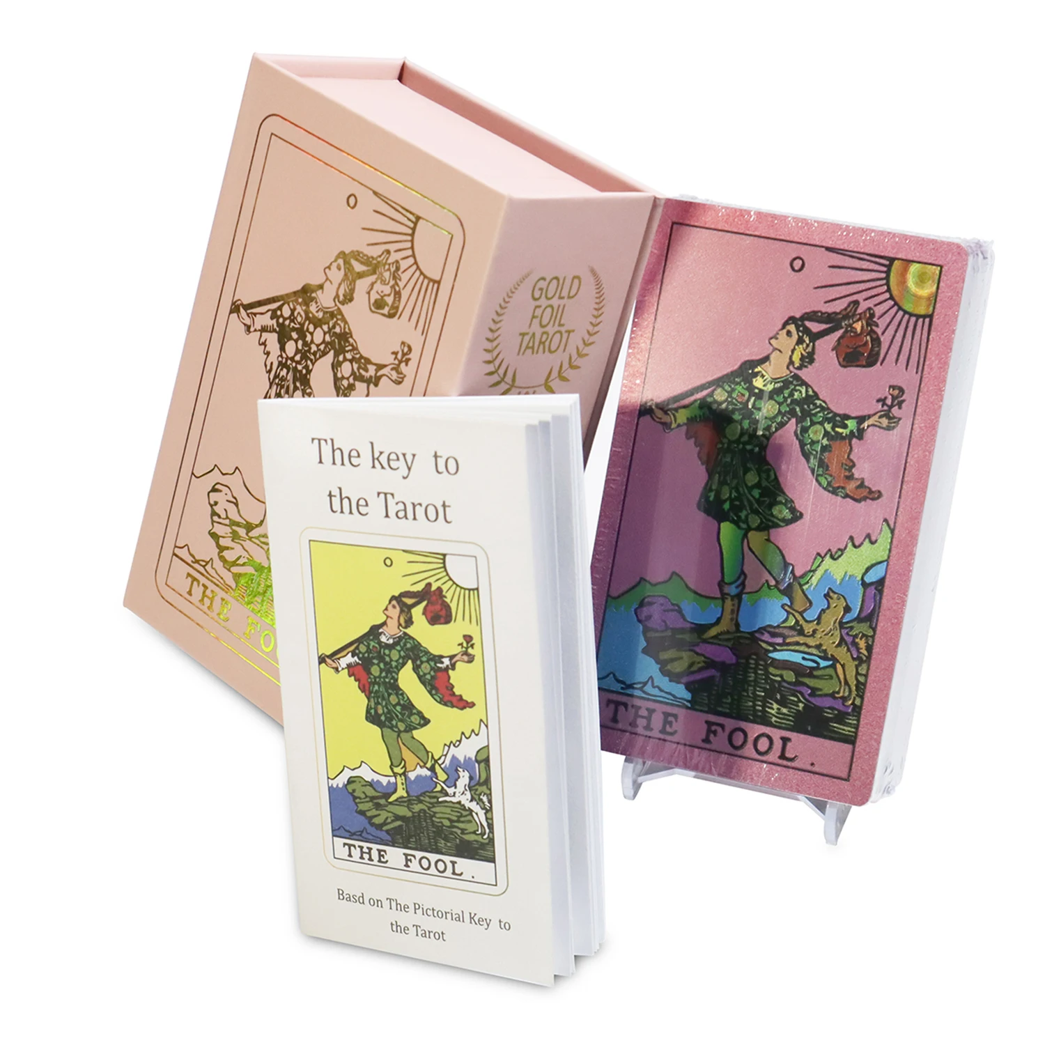 Classic Pink 78 Shadow Deck Tarot Cards with Guidebook for Beginners-Learining Holographic Tarot Witchy Gifts for Divination mystical manga tarot card deck for beginners，the unique group card with the guide the complete 78 cards