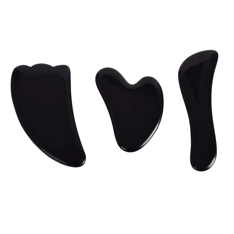 Natural Obsidian Face Gua Sha Tool Crystal Stone Mineral Heart Shape Skin Care Massager Head Comb Body Health Massage Scraper new me card science nano terahertz card health care elements mineral card