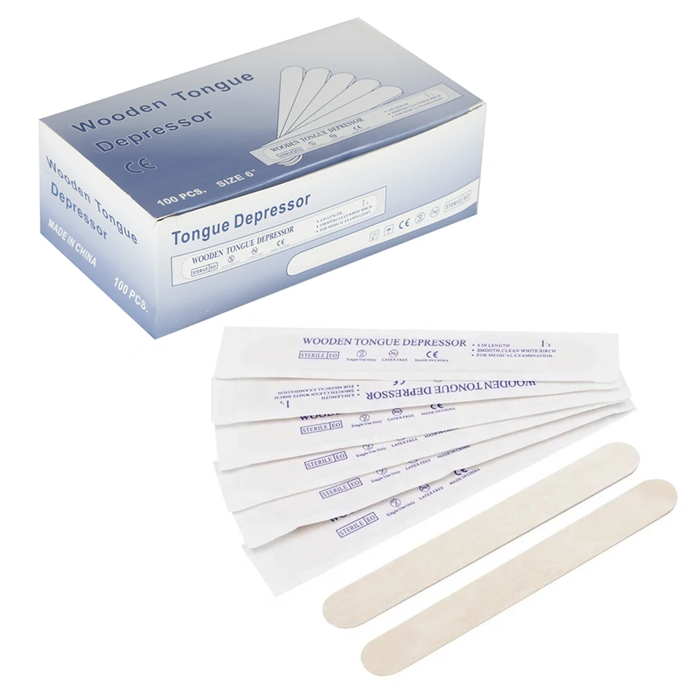 5/10/30/50/100PCS Disposable Tongue Depressor Wooden Tattoo Waxing Stick Individual Paper Pack Hair Removal Sticks Tattoo Tool 6