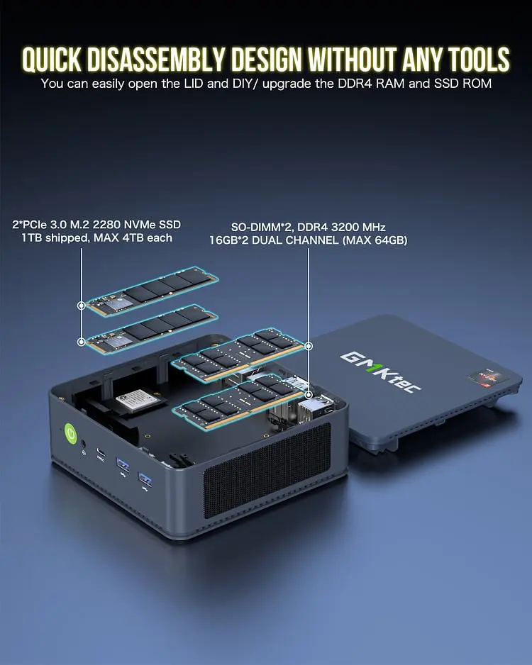 GMKtec Model：M5 plus T16➕512GB AMD Ryzen 7 5825U Mini PC--NucBox M5 Plus