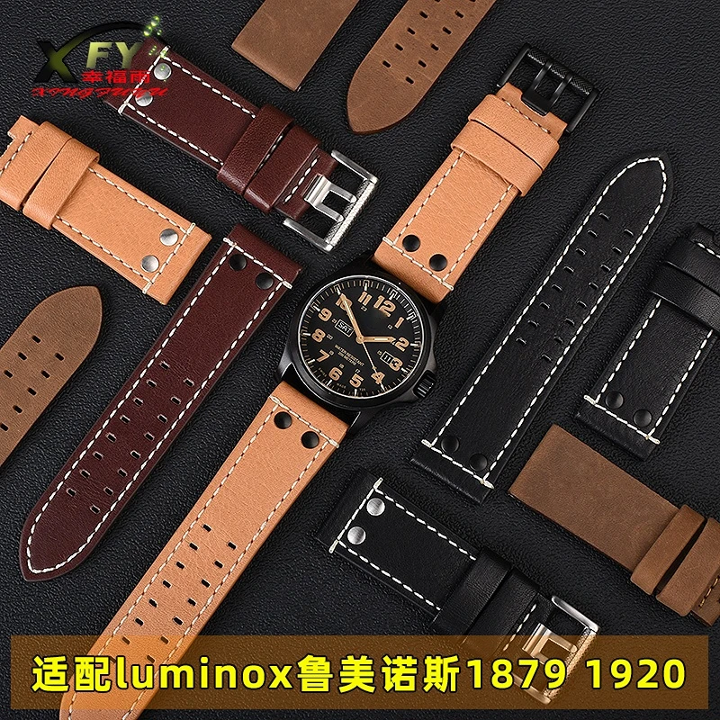 Rivetto + Cinturino In Pelle Per Luminox 1879 1920 1921 1925 1927 Cinturino In Vera Pelle Diesel 26Mm Bracciale Da Uomo