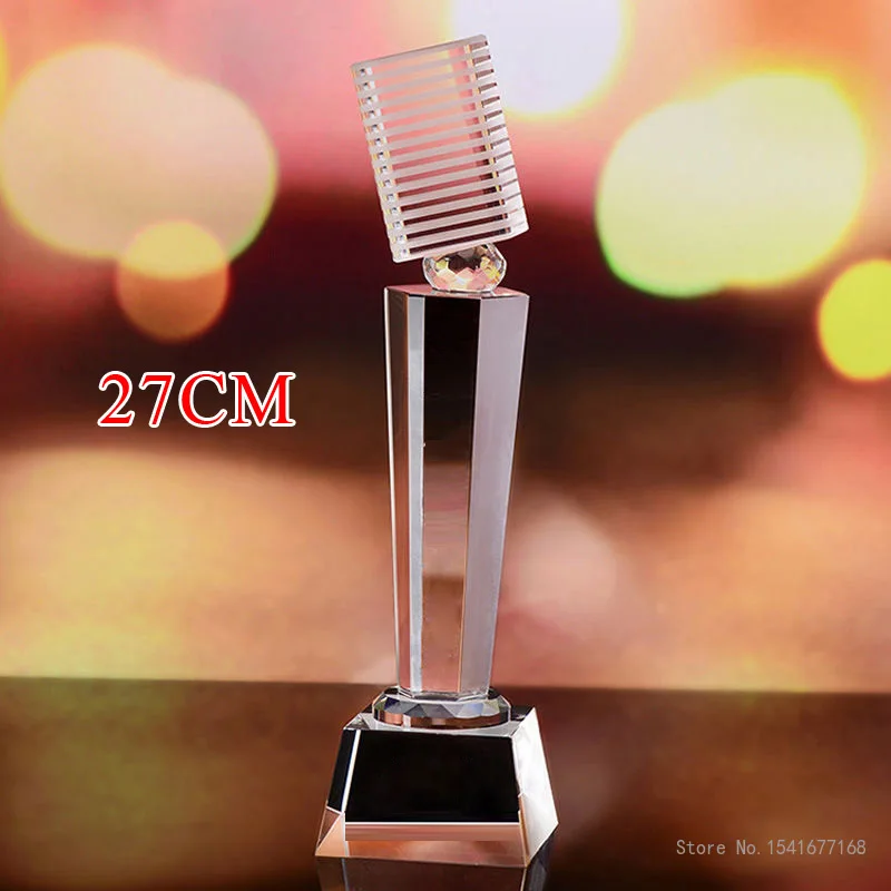 Crystal Trophy with Lettering for Celebration, Creative Microphone, Music and Singing, Host and Song, Celebration Gift