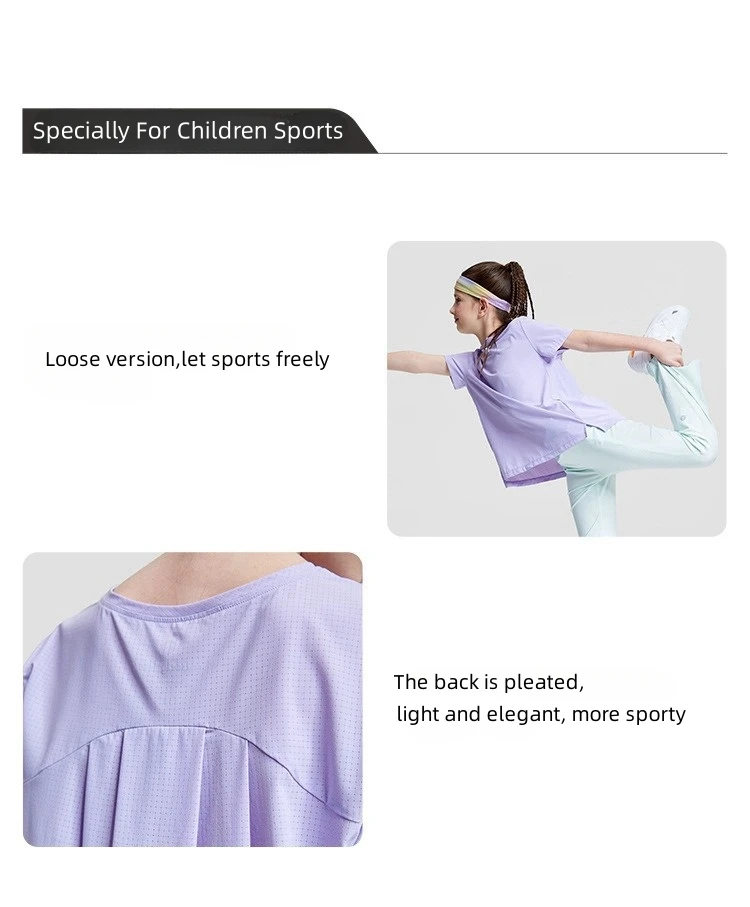 Youth Girls Athletic Shirts Quick-dry Children's Sports T-shirts Kids Short Sleeve Yoga Shirt Running Tee Workout Activewear Shirt 10 S58325dcdaf8a4cf6b3aaff88d854cd40n