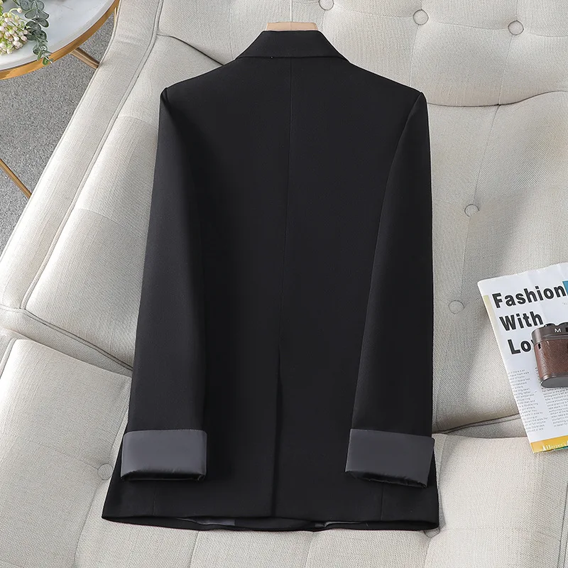 ZJYT Double Breasted Blazer for Women Spring Autumn Jackets Coats Long Sleeve Turn Down Collar Outerwear Office Work Veste Femme