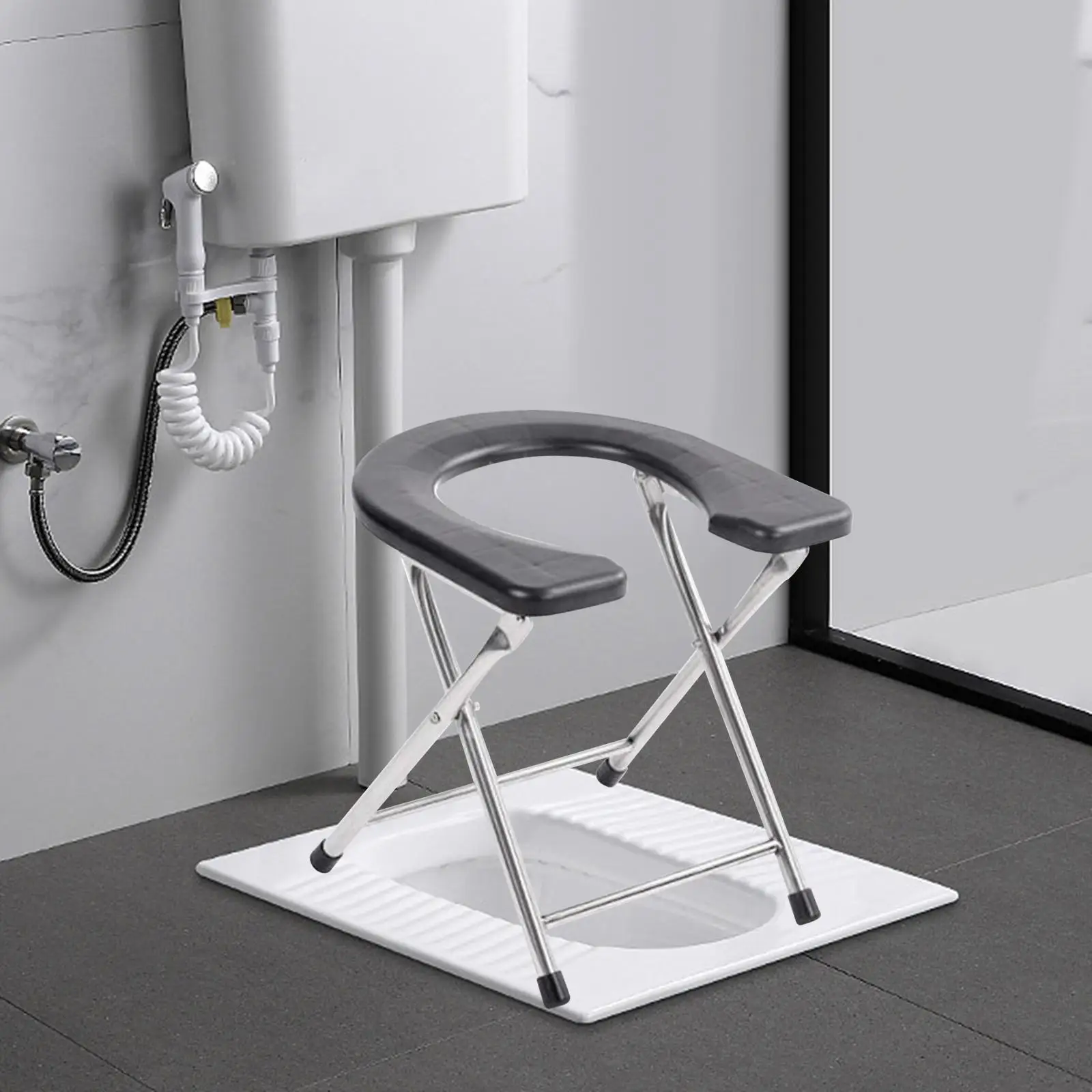Foldable Toilet Seat Anti Slip Pad under The Stool Leg Easy to Wash Toilet Chair Seat Commodes Chair for Bathroom Adults Seniors 5