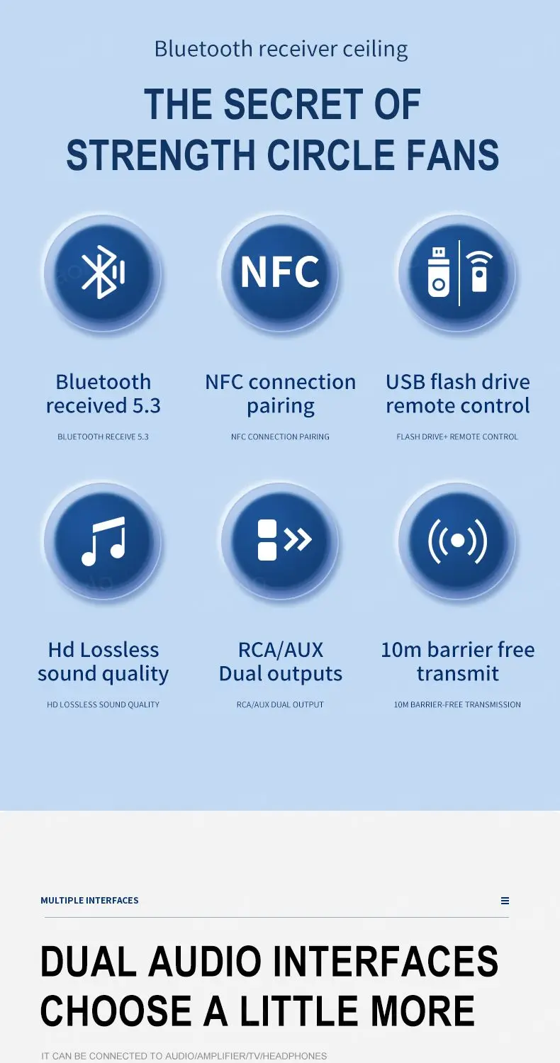 NFC Bluetooth 5.3 Audio Receiver 3.5mm AUX R/L RCA Stereo HIFI Music Wireless Ad