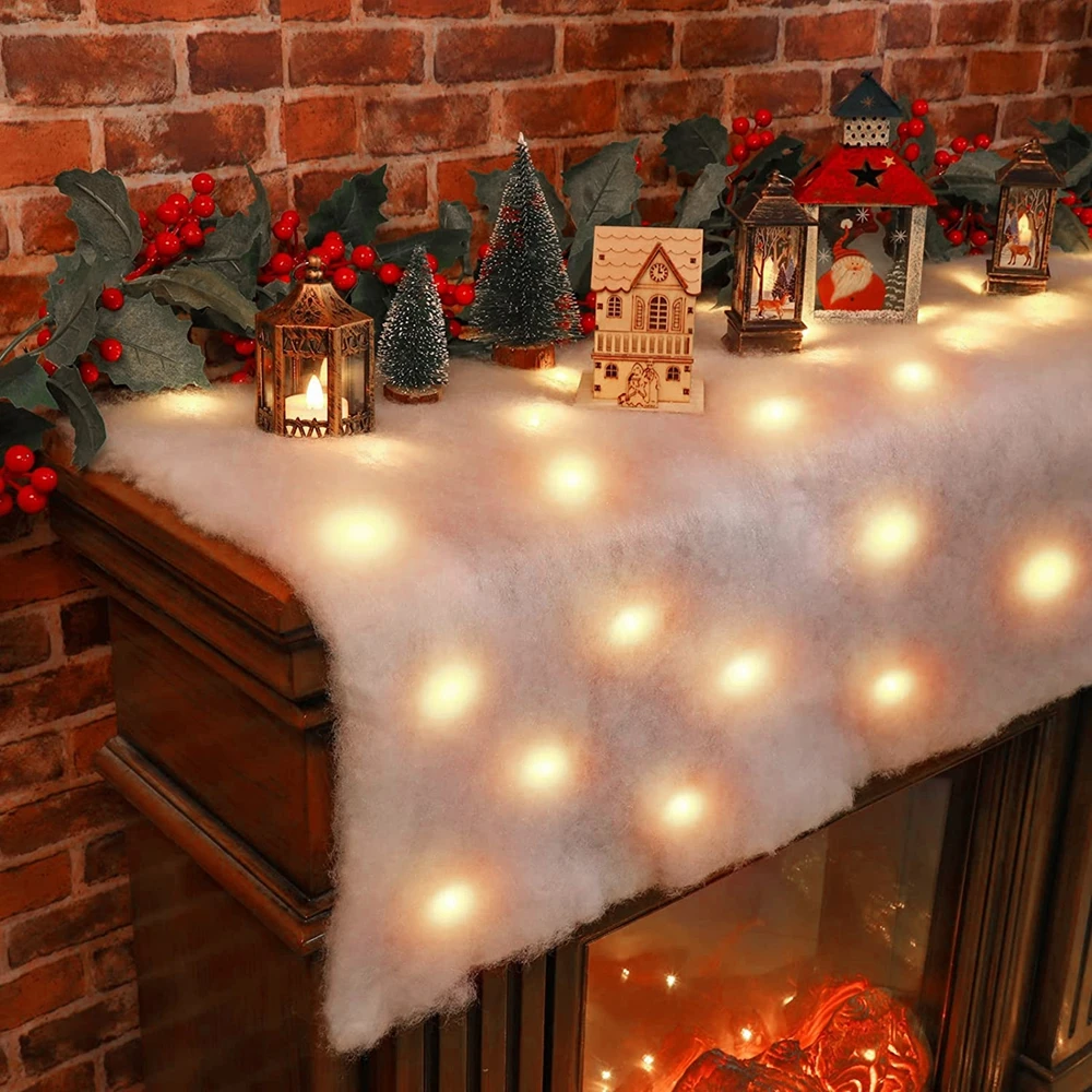 Christmas Snow Blanket Artificial Snow Table Runner Mantel Scarf For Christmas Village Display Fake Snow Decoration