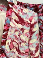 HIGH STREET Newest 2026 Designer Runway Suit Set Women's 3/4 Sleeve Feather Printed Blazer Flare Pants Set 2pcs - Image 4
